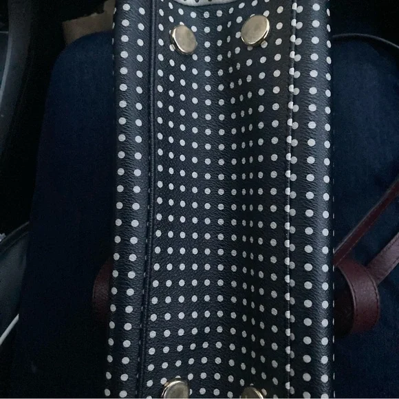 Fossil Black and White Dotted Satchel - Picture 4 of 4